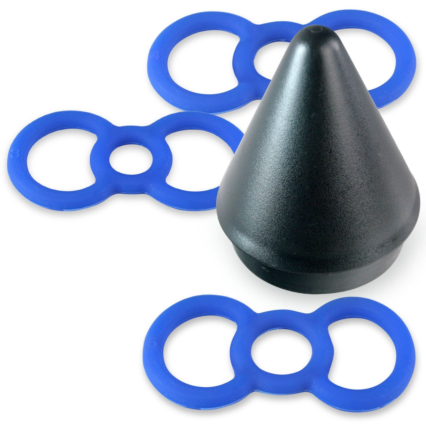 Blue Premium Slippery Silicone Coated Tension Rings w/ Easy Loader Cone - 345 Sample