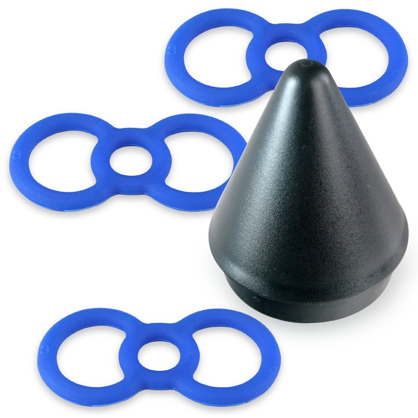 Blue Premium Slippery Silicone Coated Tension Rings w/ Easy Loader Cone - .5" x3