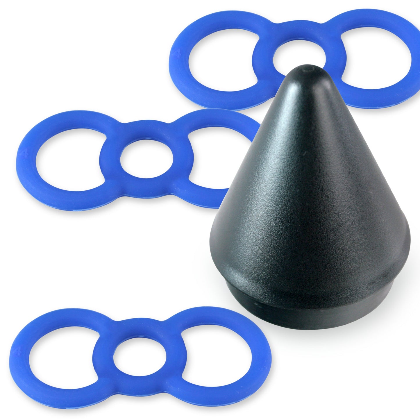 Blue Premium Slippery Silicone Coated Tension Rings w/ Easy Loader Cone - .6" x3