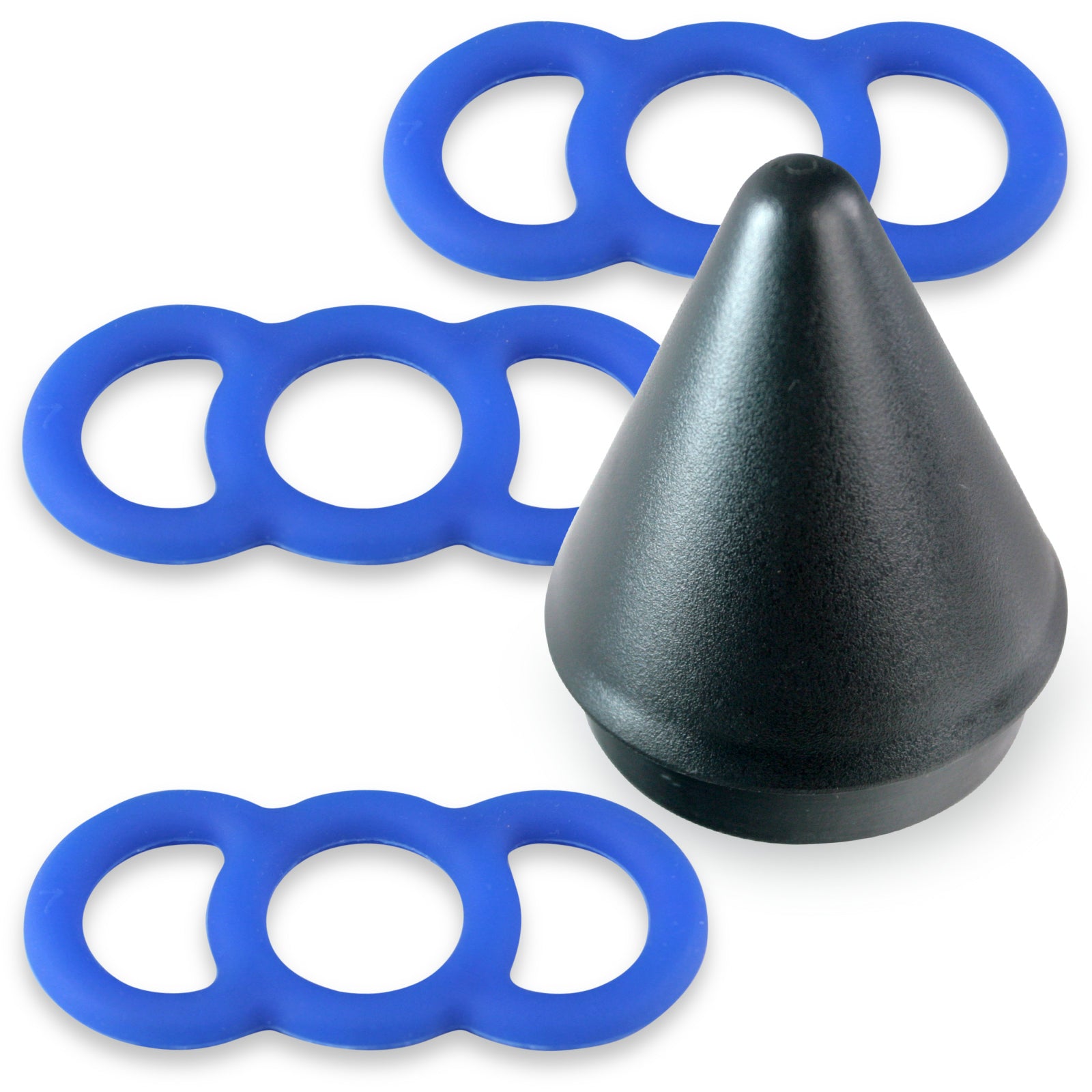 Blue Premium Slippery Silicone Coated Tension Rings w/ Easy Loader Cone - .8" x3