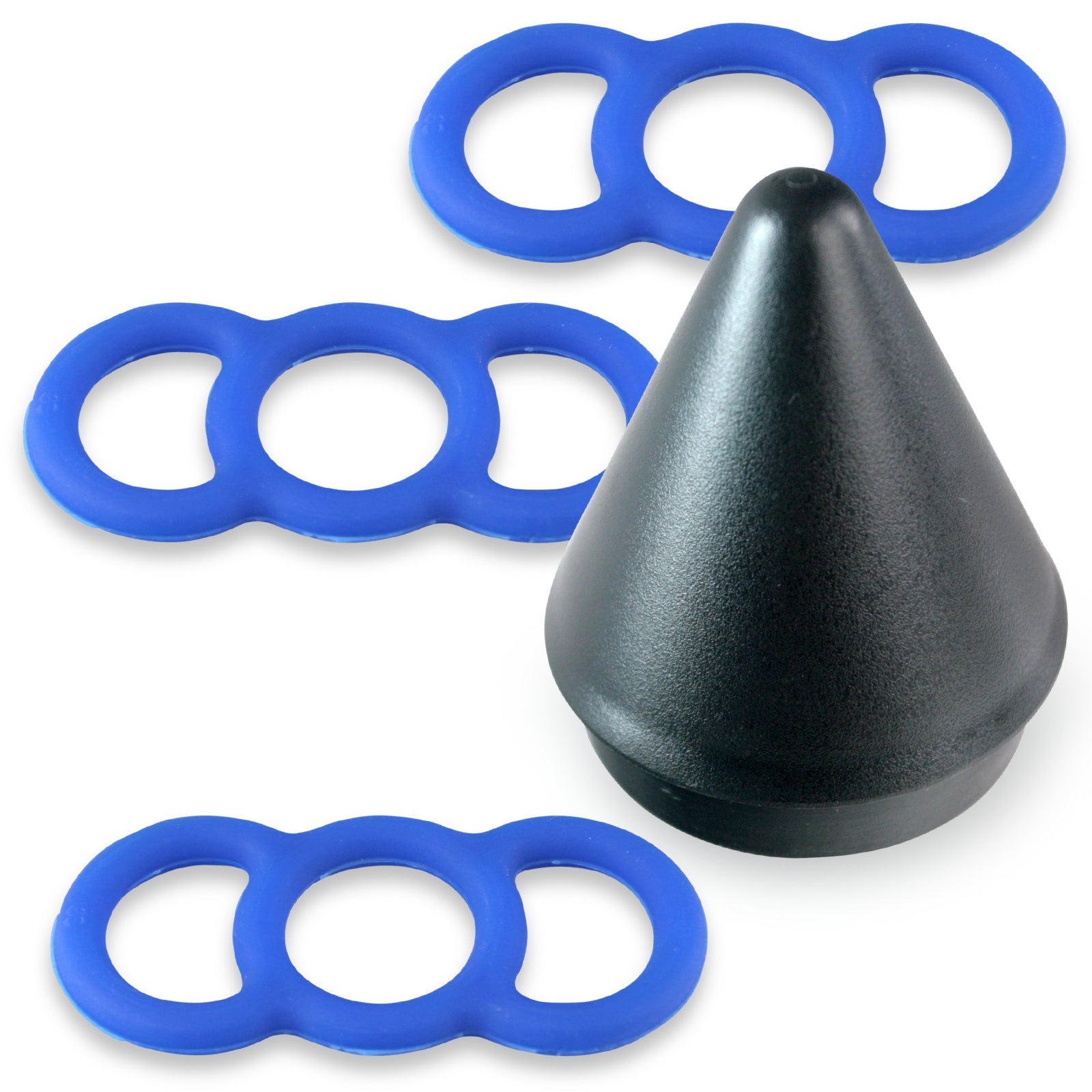 Blue Premium Slippery Silicone Coated Tension Rings w/ Easy Loader Cone - .9" x3