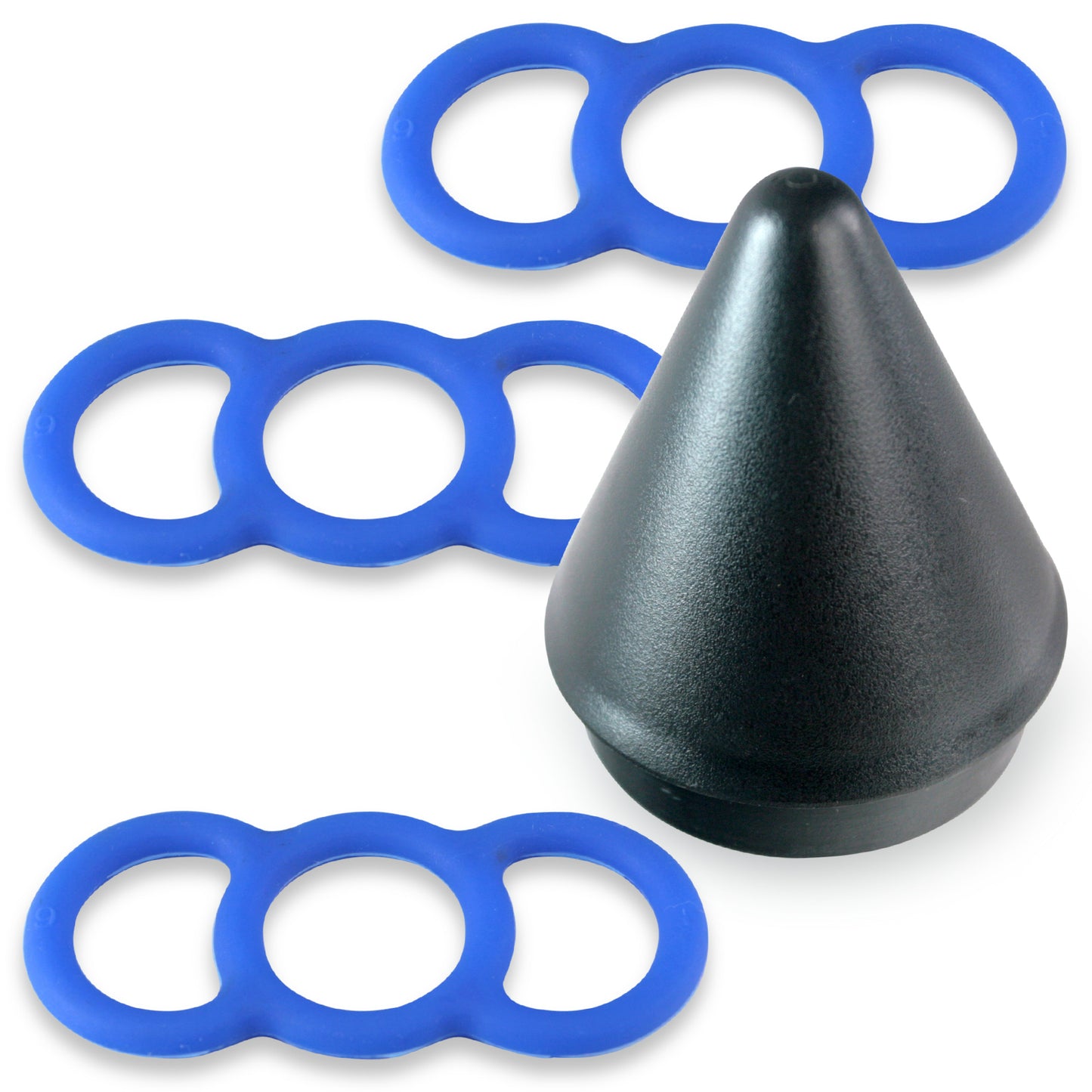 Blue Premium Slippery Silicone Coated Tension Rings w/ Easy Loader Cone - 1" x3