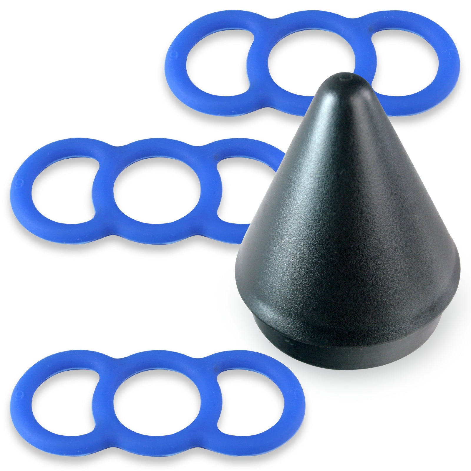 Blue Premium Slippery Silicone Coated Tension Rings w/ Easy Loader Cone - 1" x3