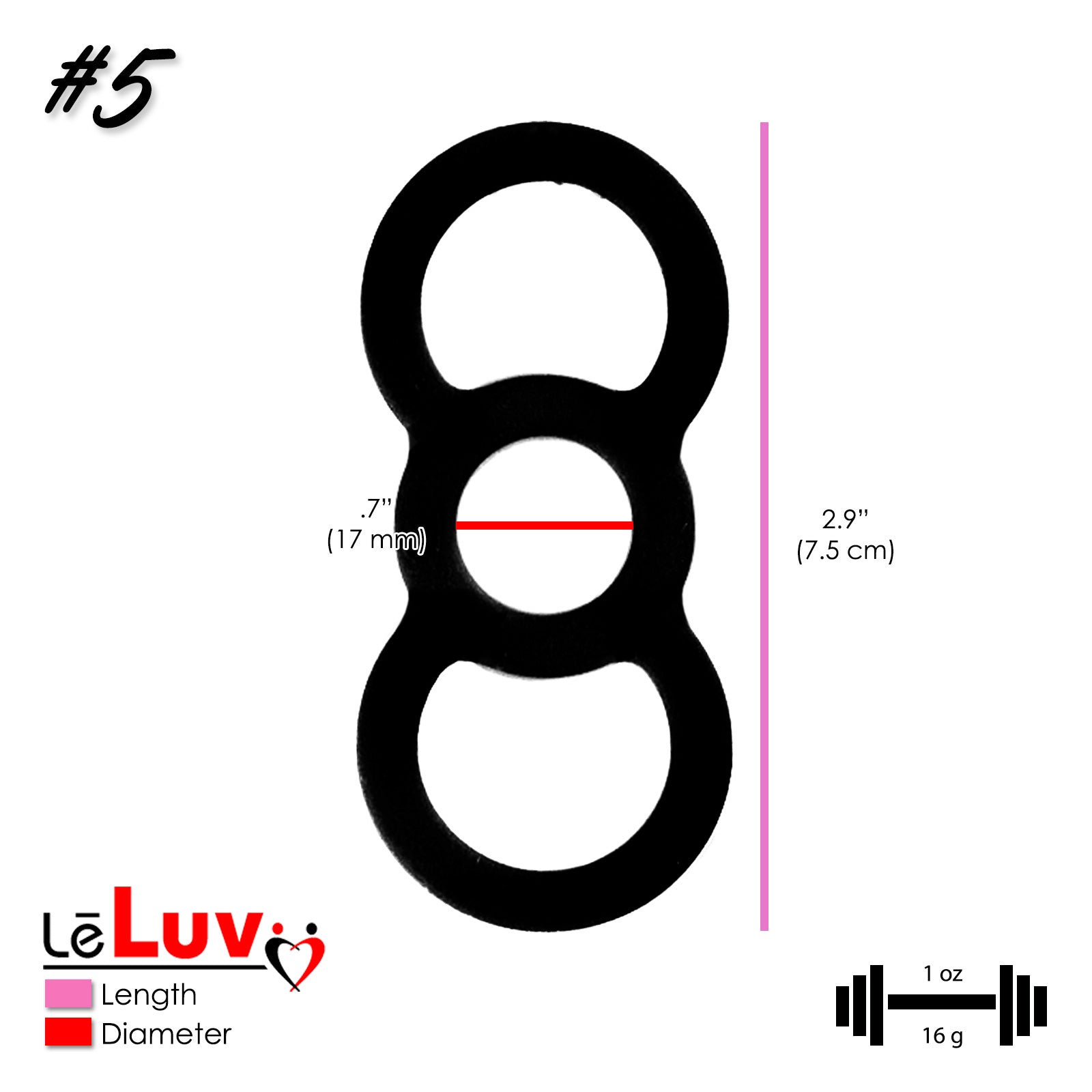 LeLuv EYRO Tension Rings - Slippery Silicone Singles or Sampler Packs - .5" Through 1" Diameters