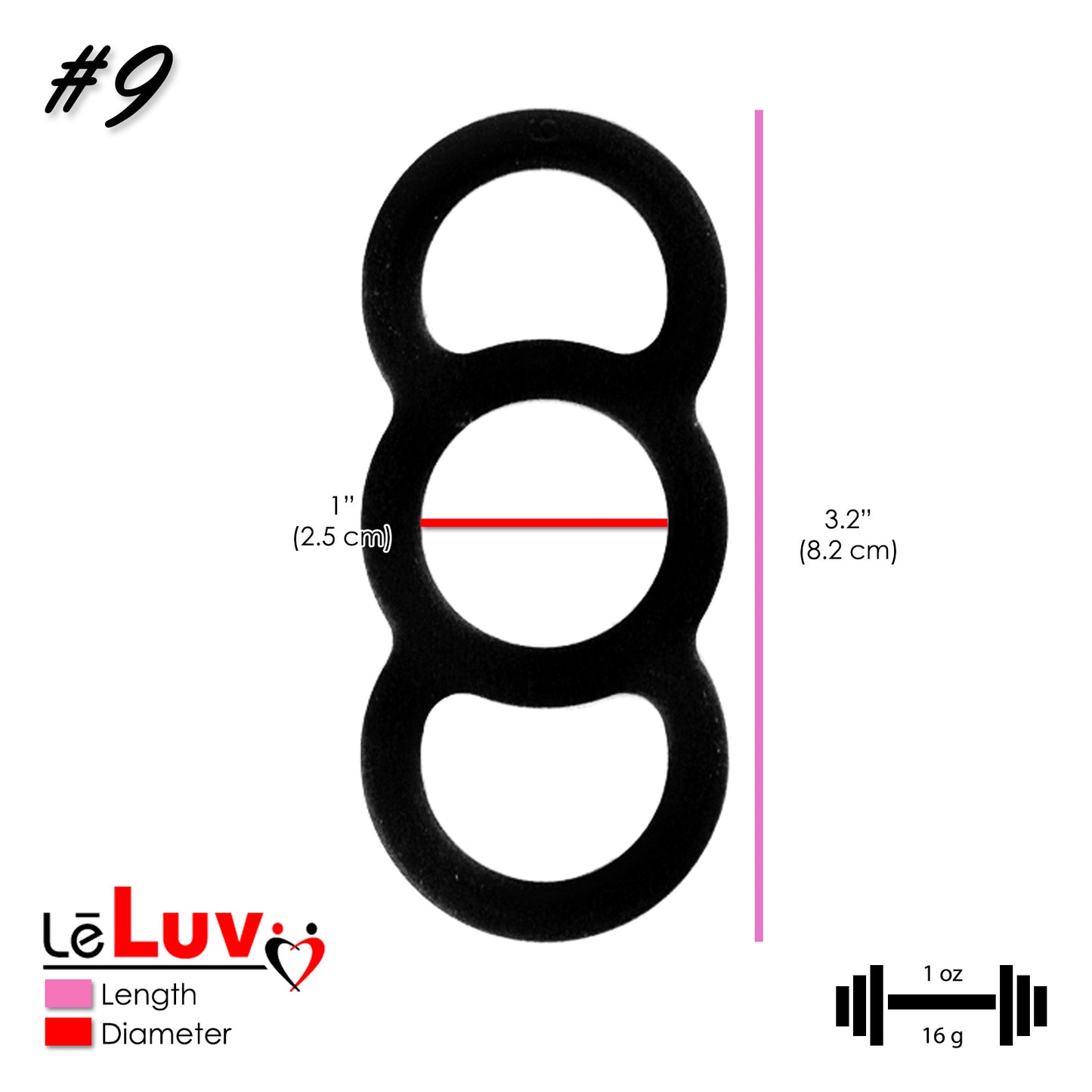 LeLuv EYRO Tension Rings - Slippery Silicone Singles or Sampler Packs - .5" Through 1" Diameters