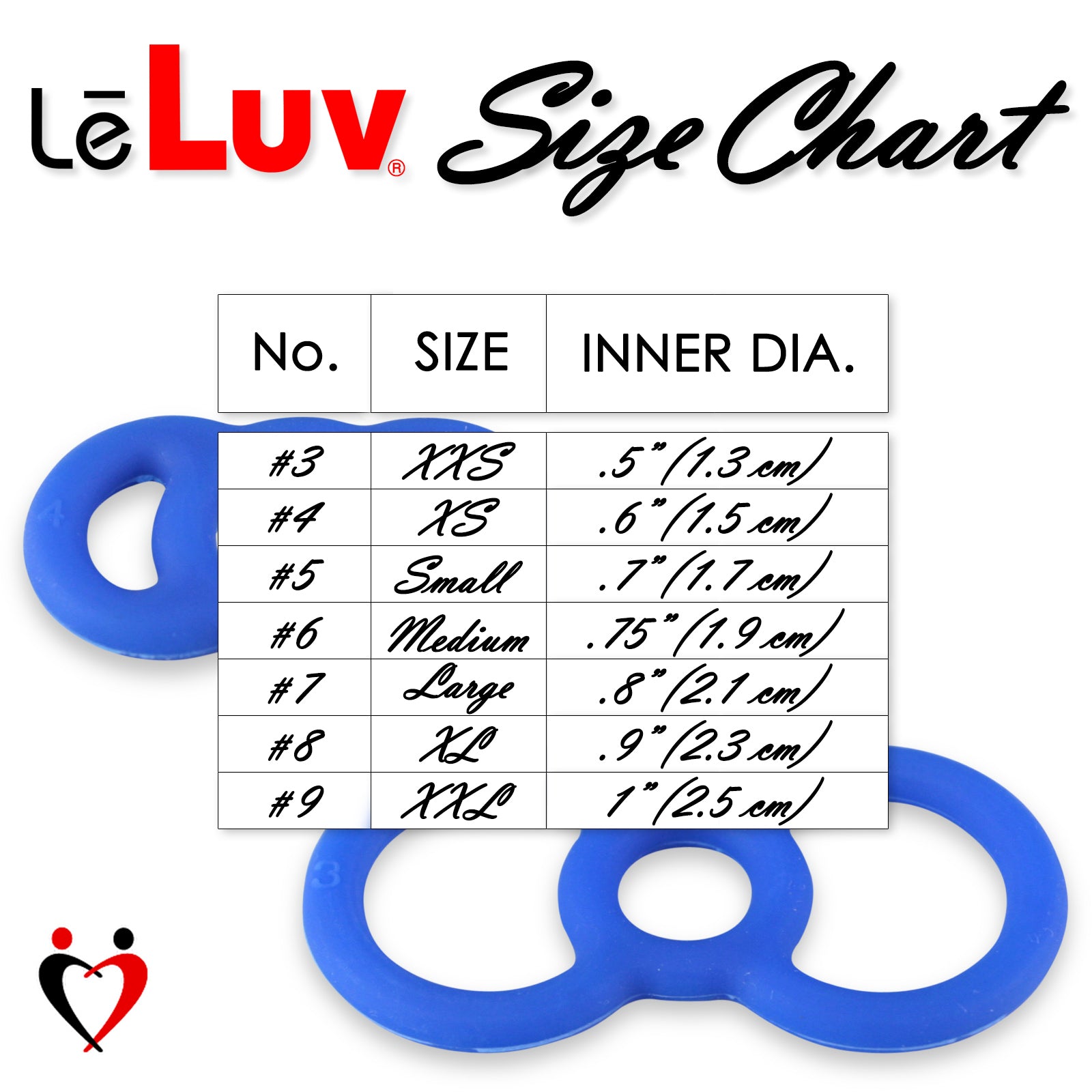 LeLuv EYRO Tension Rings - Slippery Silicone Singles or Sampler Packs - .5" Through 1" Diameters