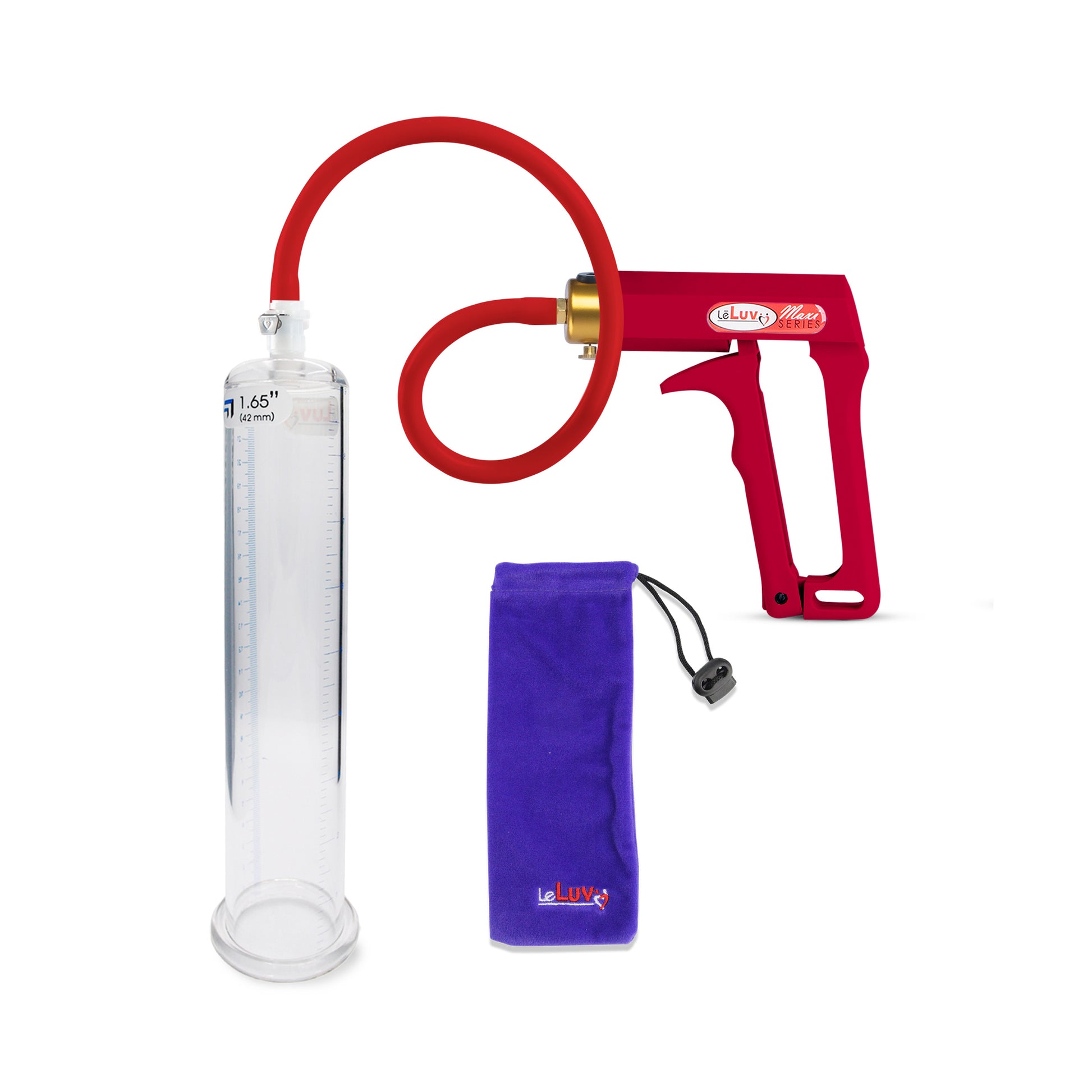 Maxi Red Handle Silicone Hose | Penis Pump | 9" x 1.65" Cylinder