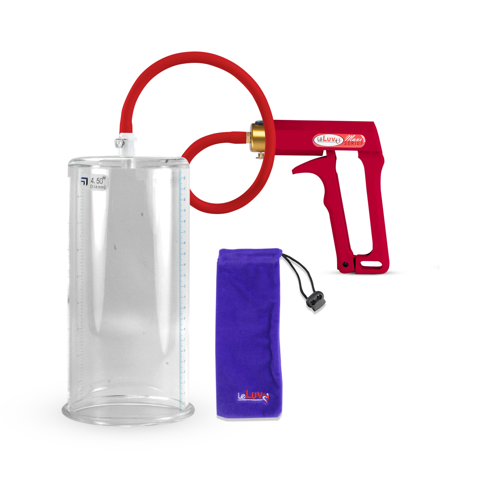 Maxi Red Handle Silicone Hose | Penis Pump | 9" x 4.50" Cylinder