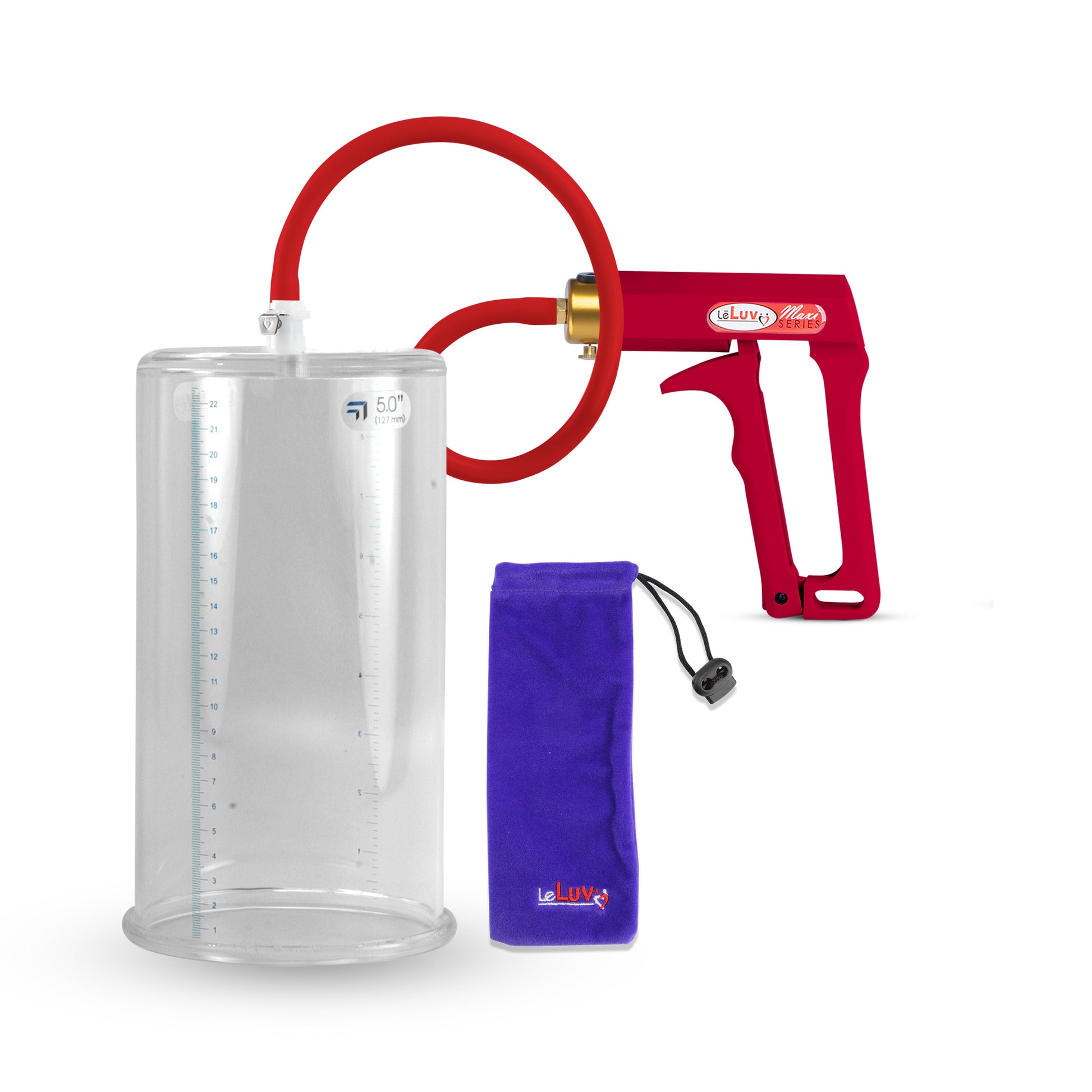Maxi Red Handle Silicone Hose | Penis Pump | 9" x 5.00" Cylinder