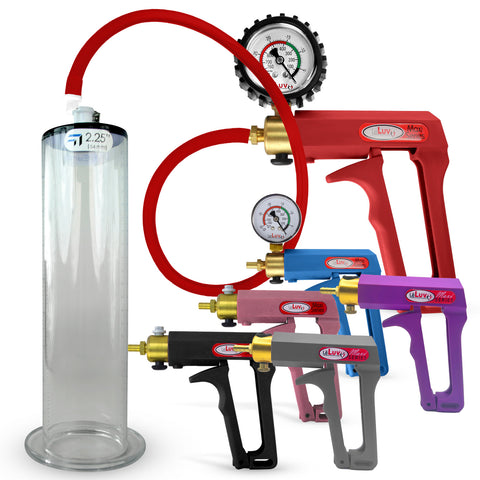 LeLuv Maxi Penis Pump | Red Handle, Silicone Hose, All Gauge Options | WIDE FLANGE Cylinder