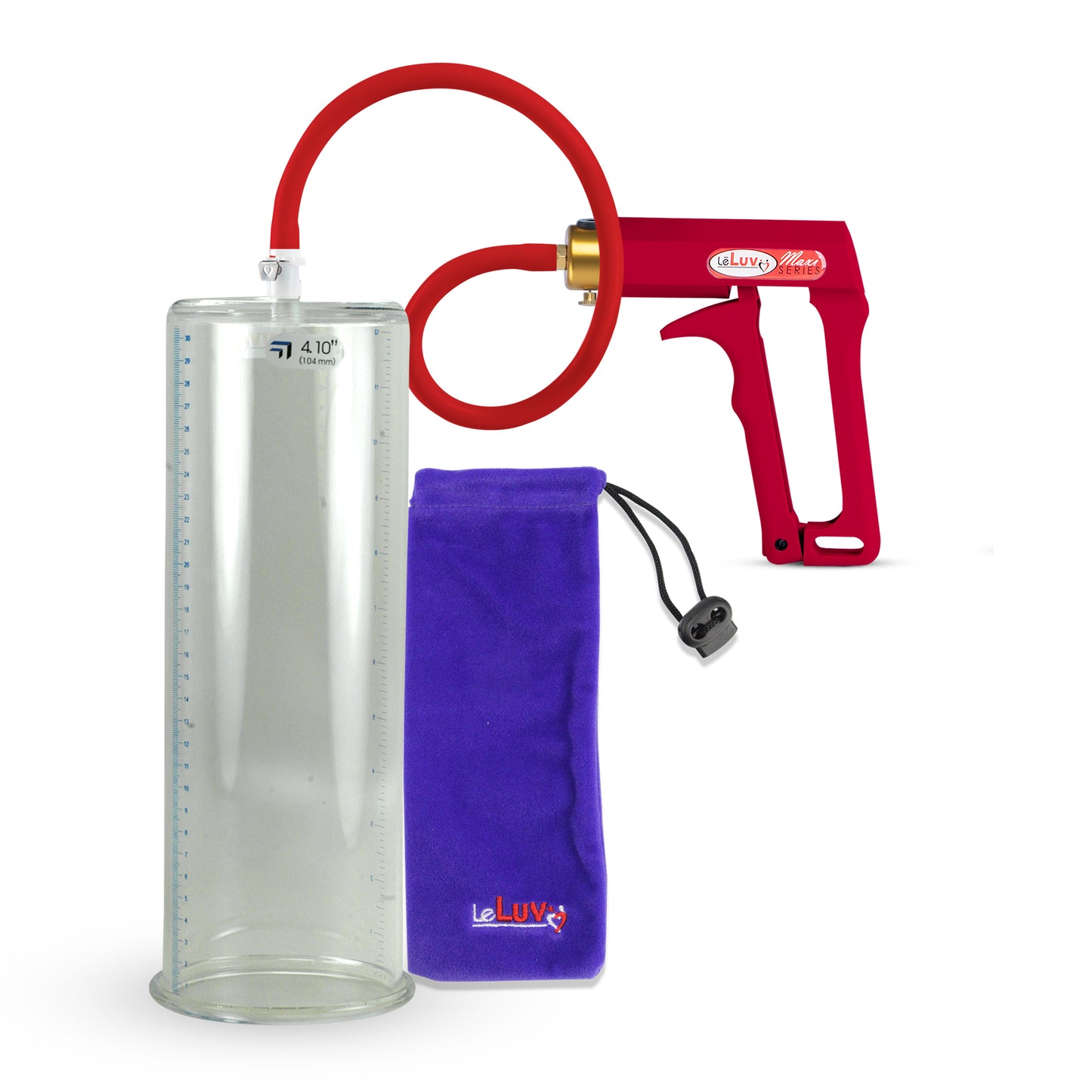 Maxi Red Handle Silicone Hose | Penis Pump | 12" x 4.10" Cylinder