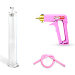 Maxi Pink Handle Silicone Hose | Penis Pump + 9" x 1.35" Cylinder
