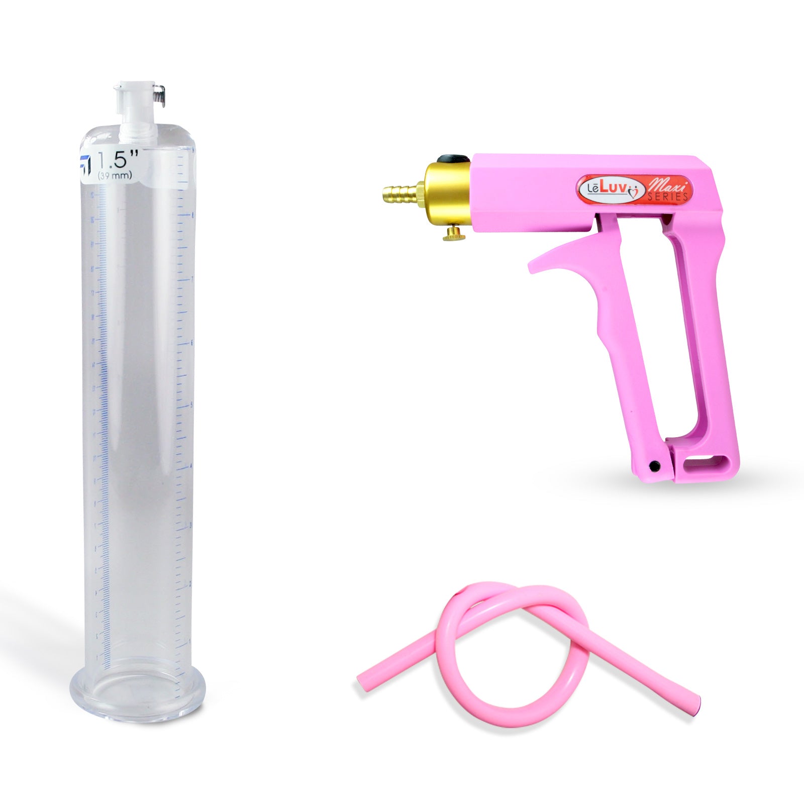Maxi Pink Handle Silicone Hose | Penis Pump + 9" x 1.50" Cylinder