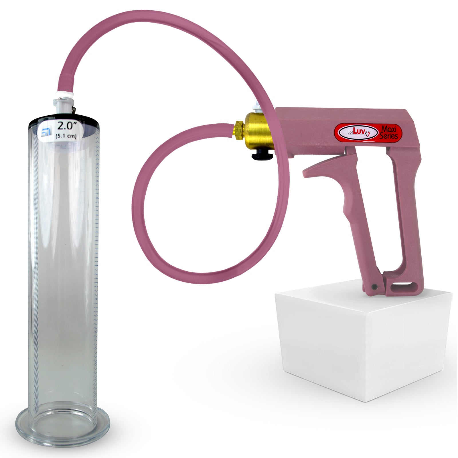 Maxi Pink Handle Silicone Hose | Penis Pump + 9" Length x 2.00" WIDE Flange Cylinder