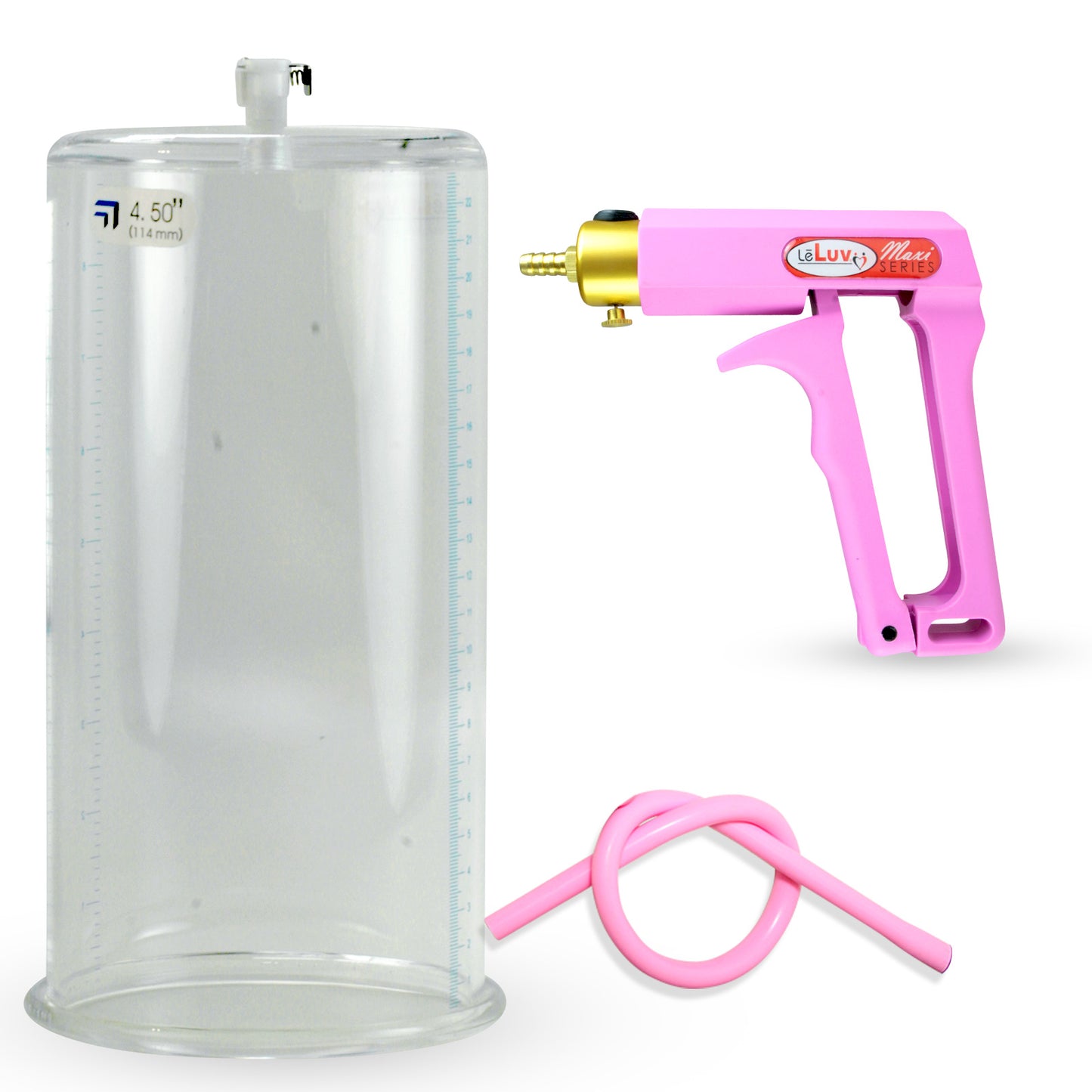 Maxi Pink Handle Silicone Hose | Penis Pump | 9" x 4.50" Cylinder