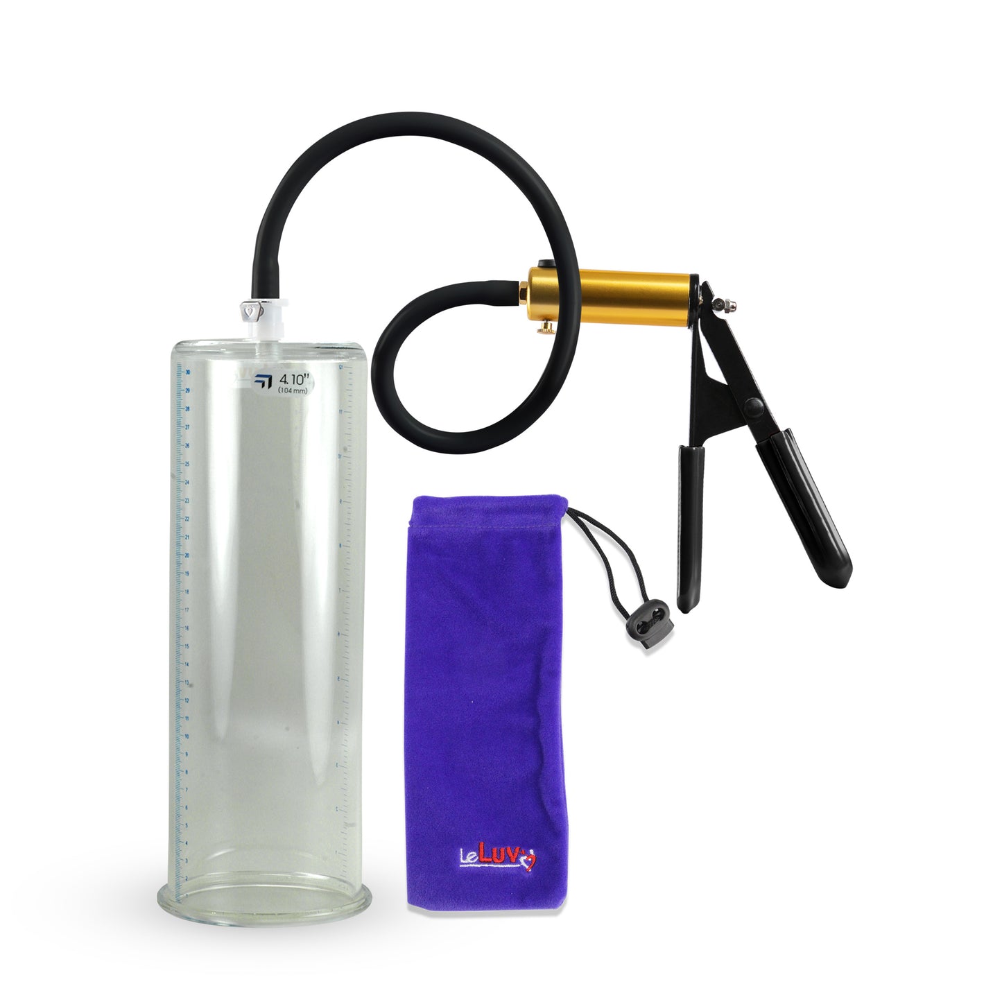 Ultima Brass Black Rubber Grip Silicone Hose | Penis Pump | 12" Length x 4.10" Cylinder 