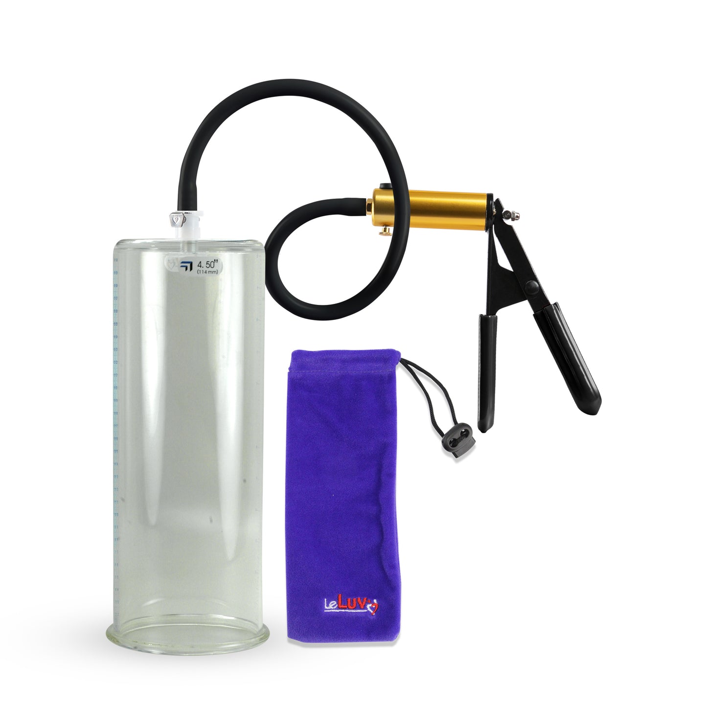 Ultima Brass Black Rubber Grip Silicone Hose | Penis Pump | 12" Length x 4.50" Cylinder 
