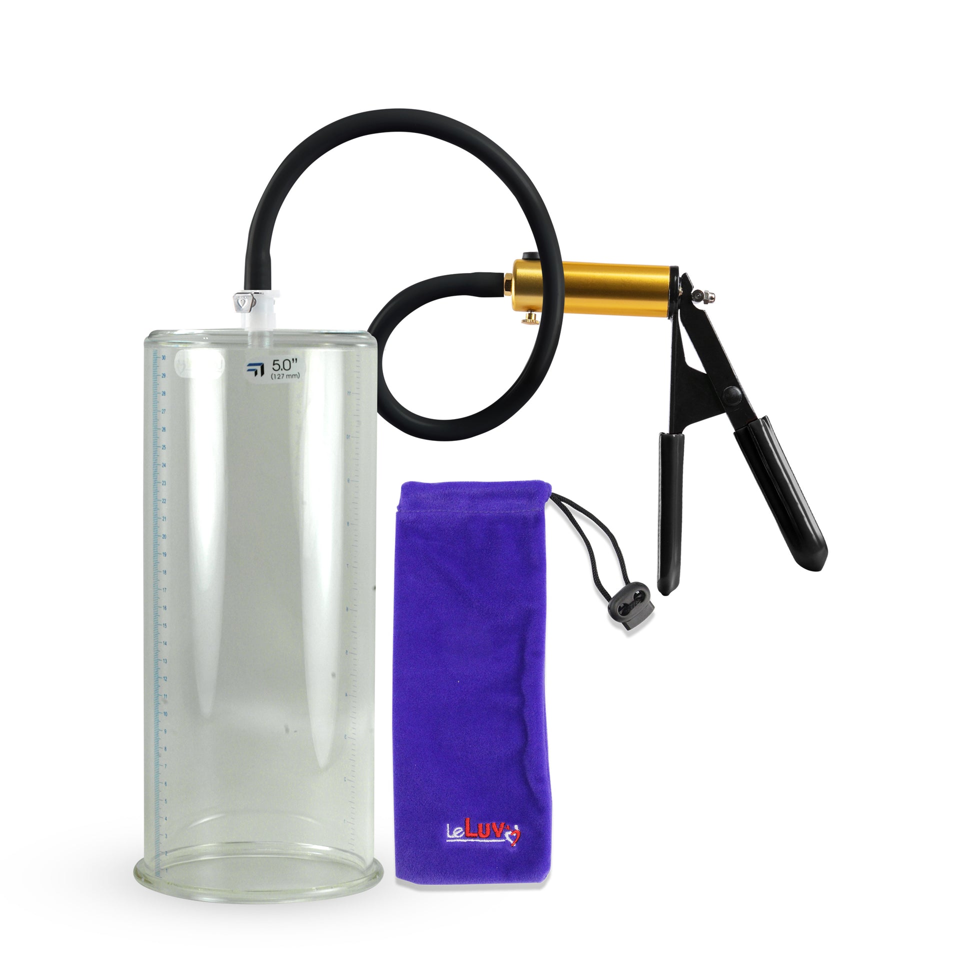 Ultima Brass Black Rubber Grip Silicone Hose | Penis Pump | 12" Length x 5.00" Cylinder 