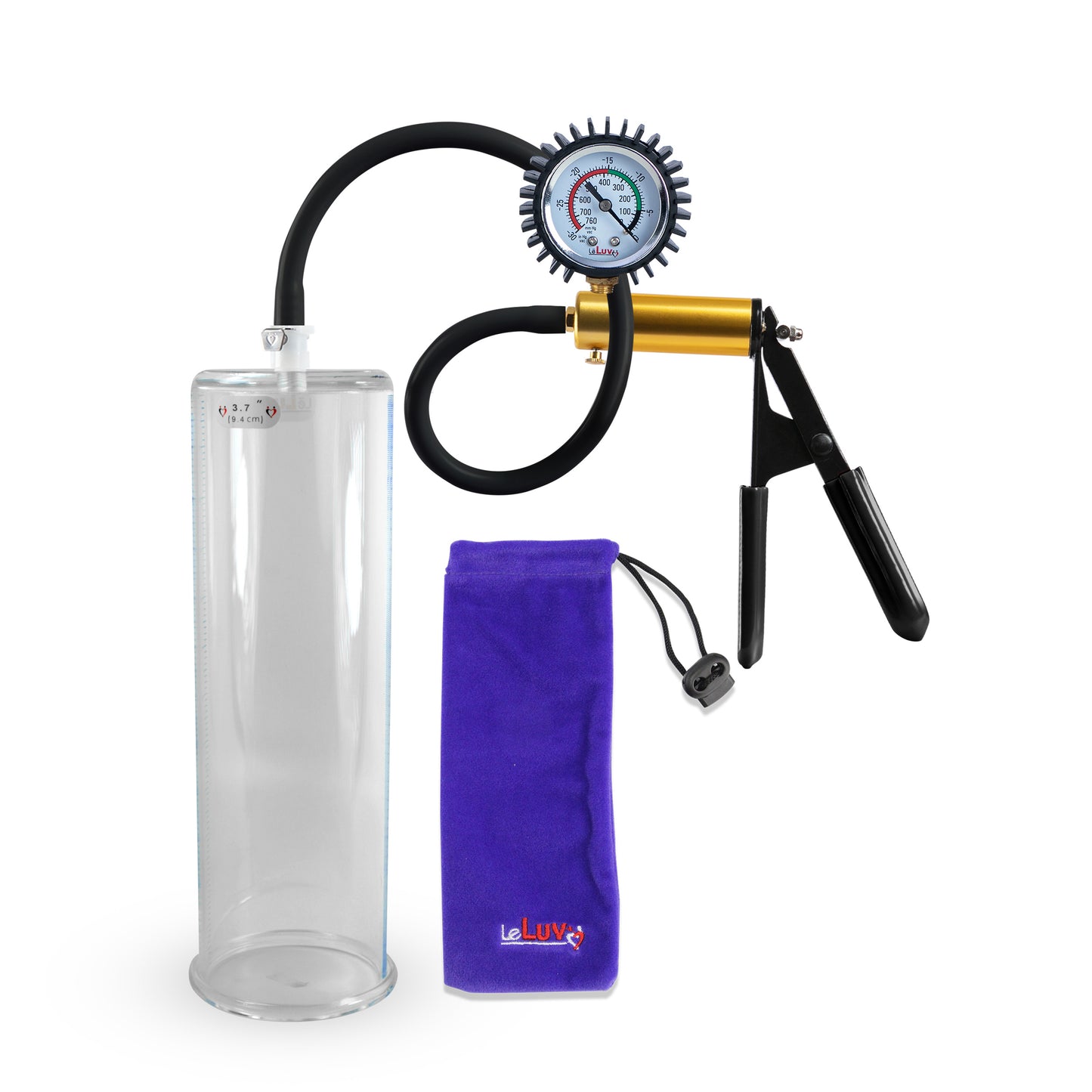 Ultima Brass Black Rubber Grip Silicone Hose | Penis Pump + Protected Gauge | 9" x 3.70"