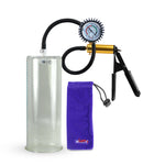 Ultima Brass Black Rubber Grip Silicone Hose | Penis Pump + Protected Gauge | 12" X 4.50" Cylinder