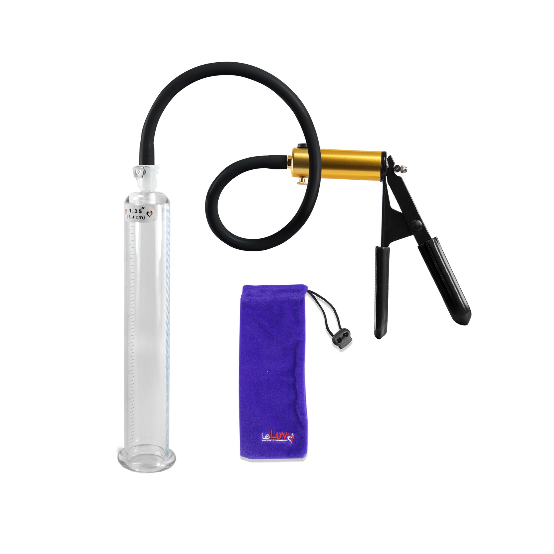 Ultima Brass Black Rubber Grip Silicone Hose | Penis Pump | 9" x 1.35" Cylinder