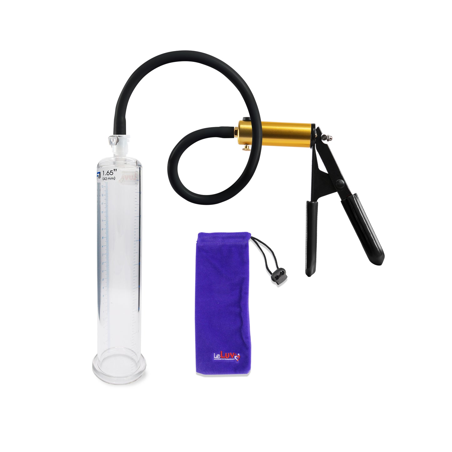 Ultima Brass Black Rubber Grip Silicone Hose | Penis Pump | 9" Length x 1.65" Cylinder 