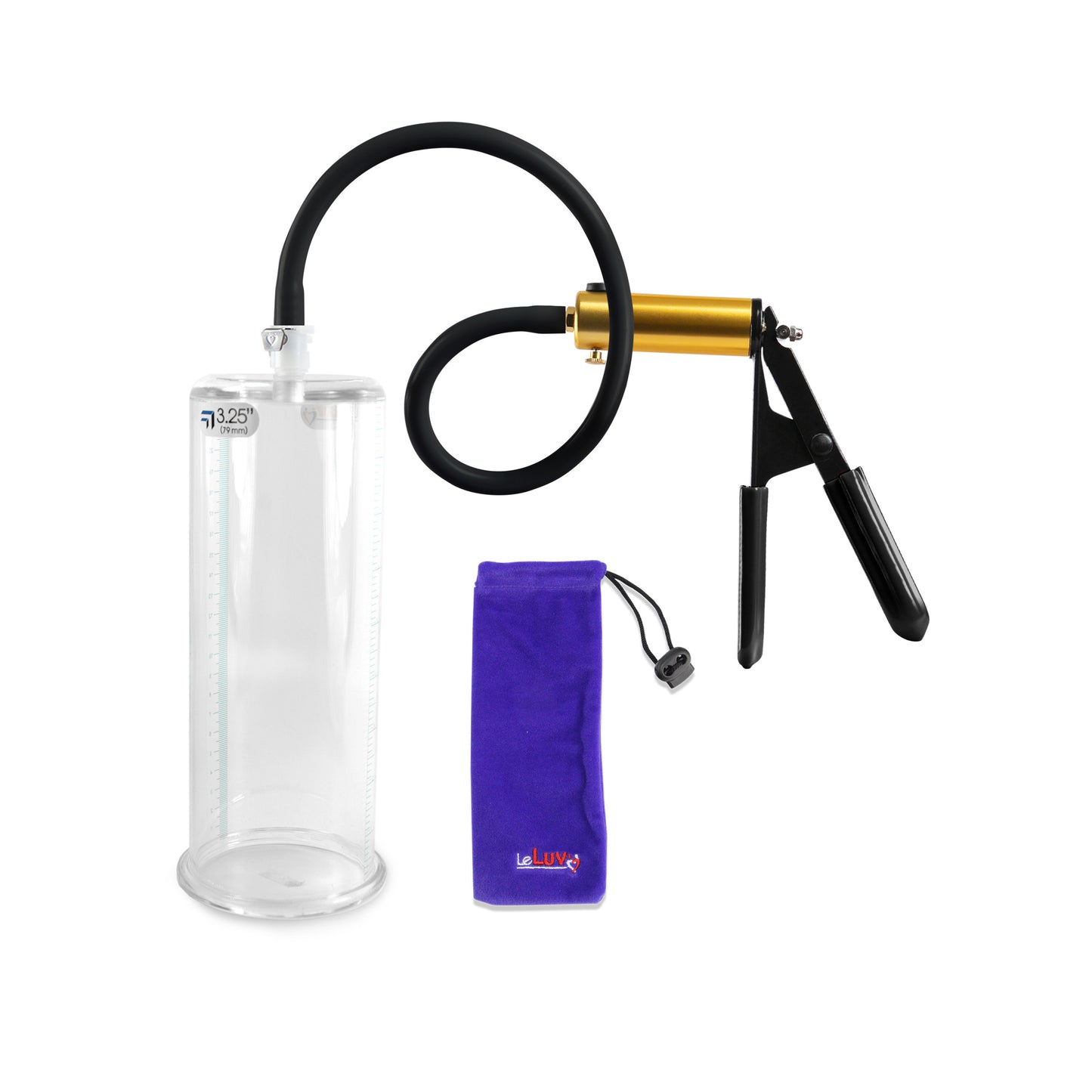 Ultima Brass Black Rubber Grip Silicone Hose | Penis Pump | 9" x 3.25" Cylinder