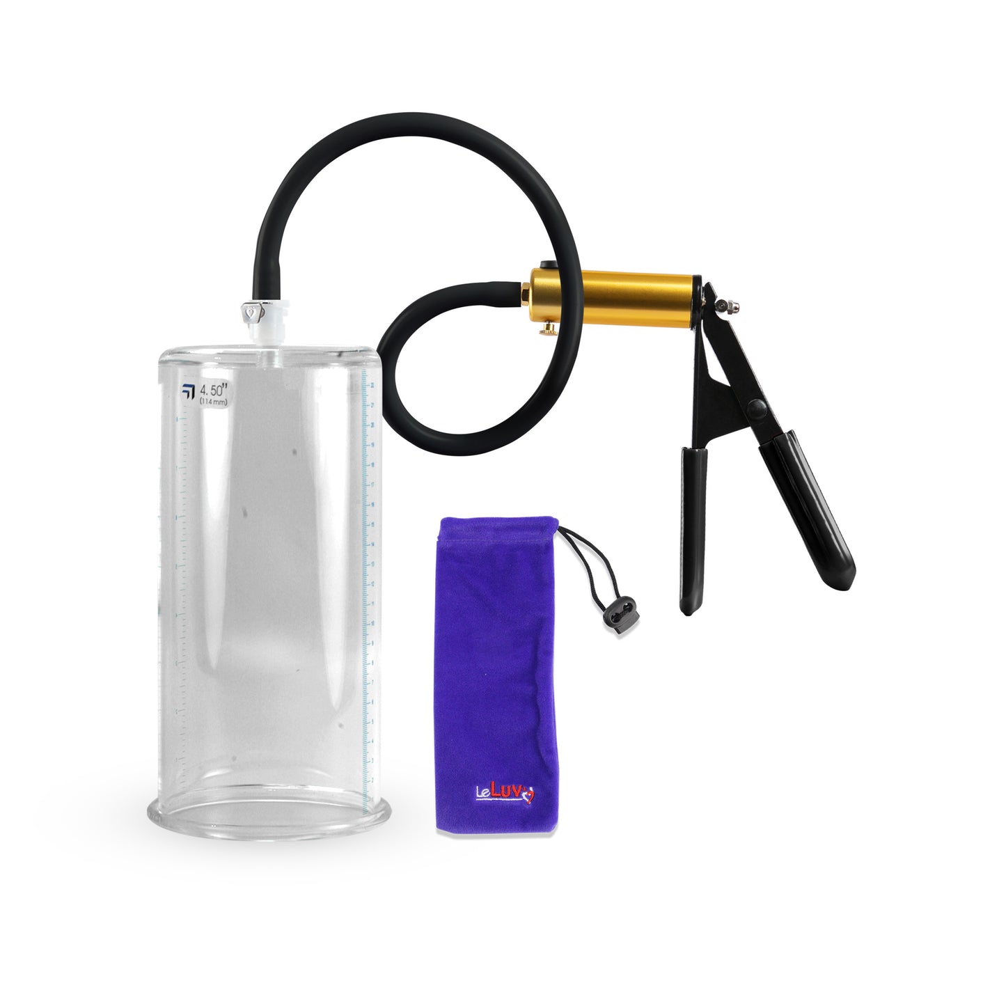 Ultima Brass Black Rubber Grip Silicone Hose | Penis Pump | 9" Length x 4.50" Cylinder 