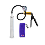Ultima Brass Black Rubber Grip Silicone Hose | Penis Pump + Gauge | 9" x 1.35" Cylinder