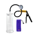 Ultima Brass Black Rubber Grip Silicone Hose | Penis Pump + Gauge | 9" x 3.50" Cylinder