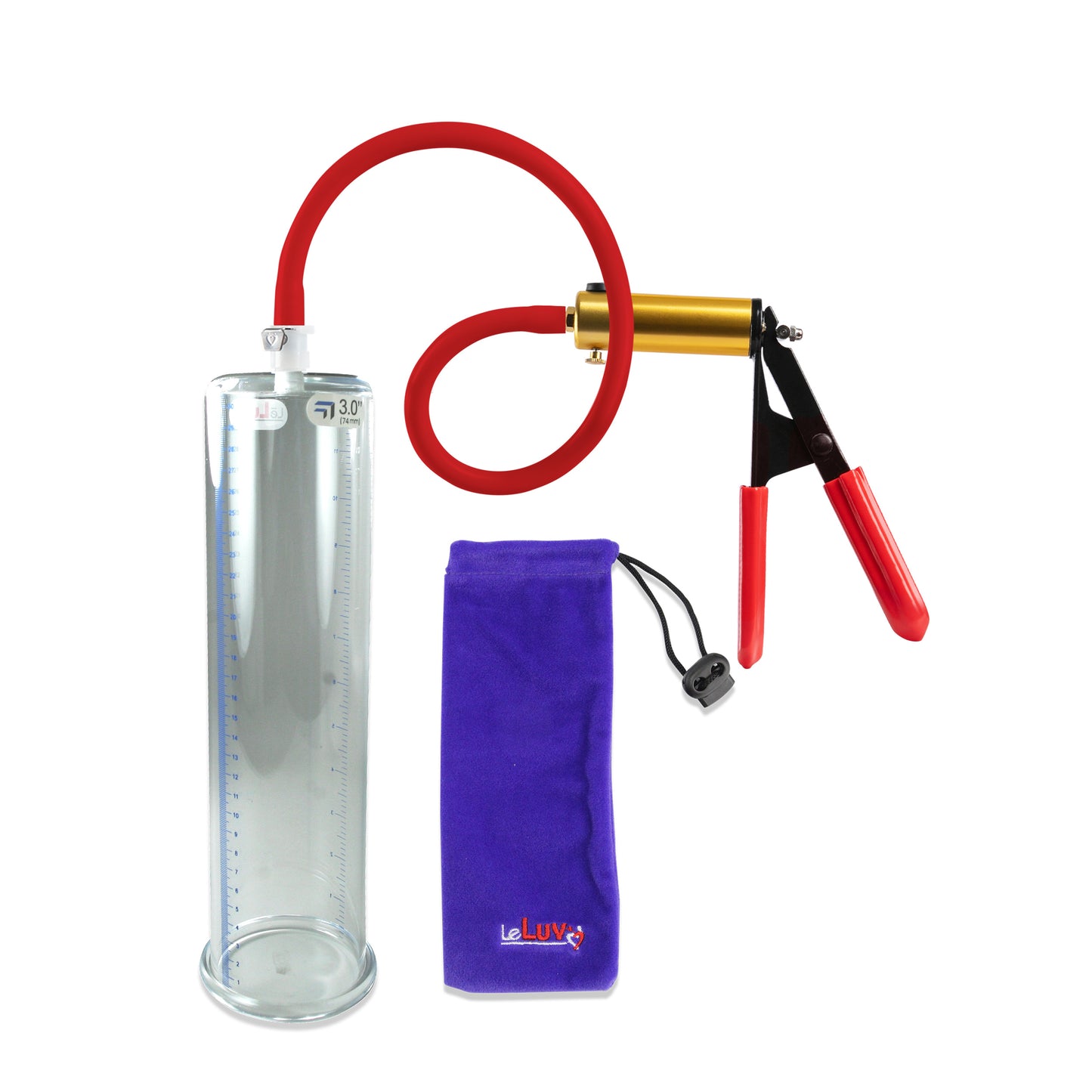 Ultima Red Rubber Grip, Silicone Hose | Penis Pump + 12" x 3.00" Cylinder