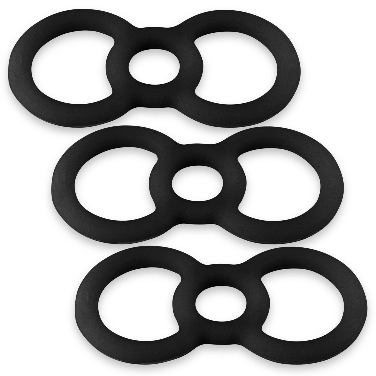 Black Slippery Silicone Premium Loop Handle Tension Ring 3-Pack "#3" - .5"