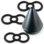 Black Slippery Silicone Premium Loop Handle Tension Ring 3-Pack w/ Loader Cone "#3" - .5"