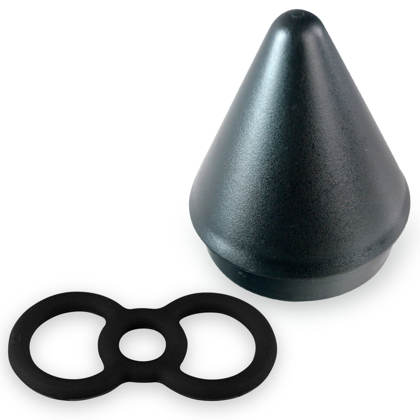 Single Black Slippery Silicone Premium Loop Handle Tension Ring w/ Loader Cone "#3" - .5"