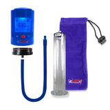 Smart LCD iPump Penis Pump , Silicone Hose | Blue Head - 9" x 2.25" WIDE FLANGE Cylinder