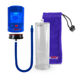 Smart LCD iPump Penis Pump , Silicone Hose | Blue Head - 9" x 3.70" Acrylic Cylinder