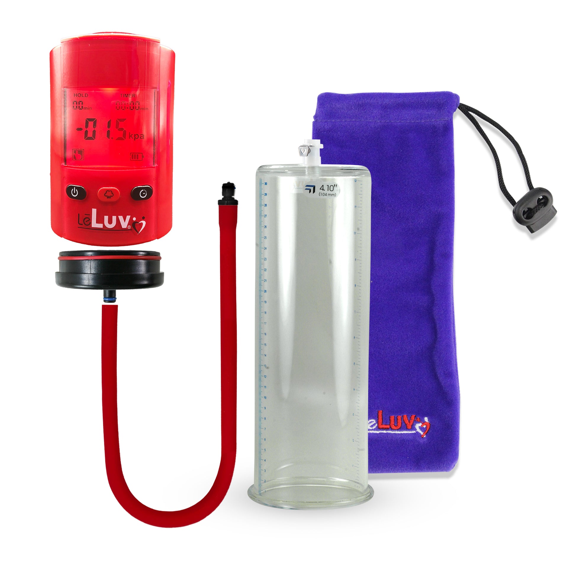 Smart LCD iPump Penis Pump , Silicone Hose | Red Head - 9" x 4.10" Cylinder