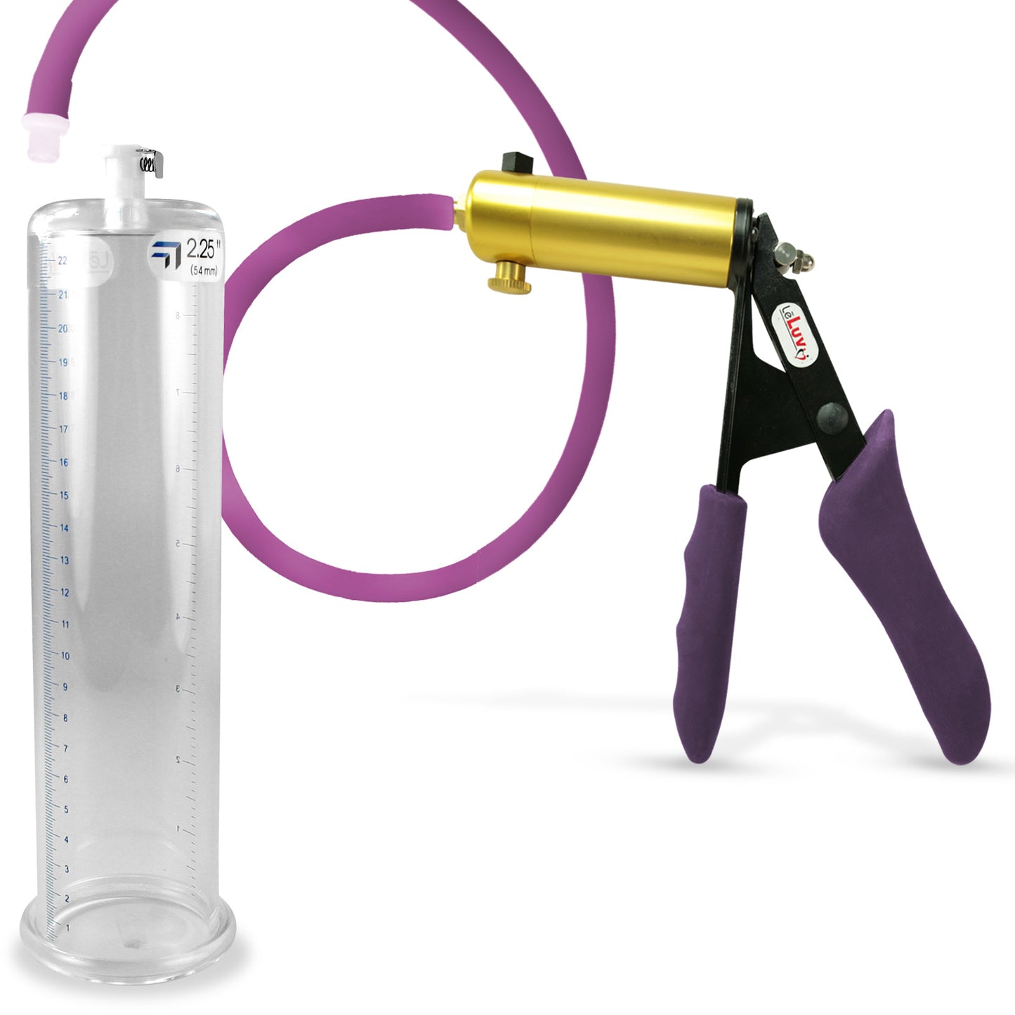Ultima Brass Purple Penis Pump | Silicone Grip, Silicone Hose | 9" Length - 2.25" Cylinder Diameter