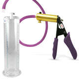 Ultima Brass Purple Penis Pump | Silicone Grip, Silicone Hose | 9" Length - 2.50" Cylinder Diameter