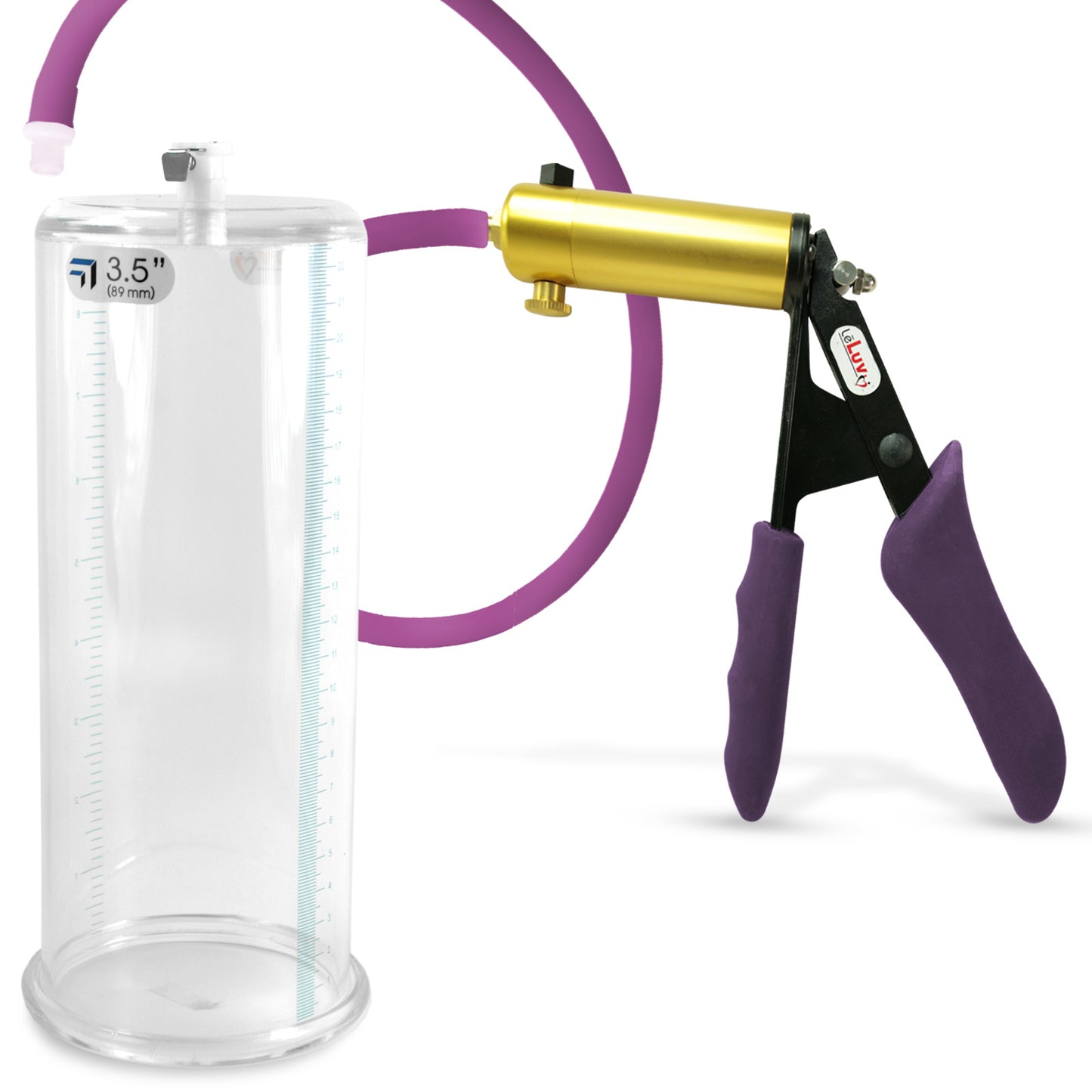 Ultima Brass Purple Penis Pump | Silicone Grip, Silicone Hose | 9" Length - 3.50" Cylinder Diameter