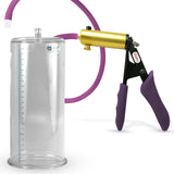 Ultima Brass Purple Penis Pump | Silicone Grip, Silicone Hose | 9" Length - 4.10" Cylinder Diameter