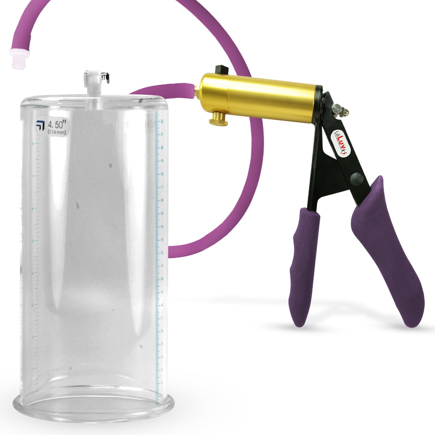 Ultima Brass Purple Penis Pump | Silicone Grip, Silicone Hose | 9" Length - 4.50" Cylinder Diameter