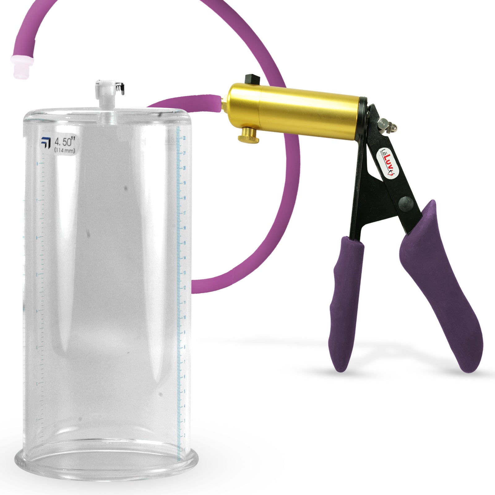 Ultima Brass Purple Penis Pump | Silicone Grip, Silicone Hose | 9" Length - 4.50" Cylinder Diameter