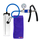 PRIMO Lite Penis Pump | Blue Handle + Gauge, Silicone Hose | 9" x 2.5" Thick-Walled Penis Cylinder