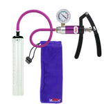 PRIMO Lite Penis Pump | Purple Handle + Gauge, Silicone Hose | 9" x 1.3" Thick-Walled Penis Cylinder
