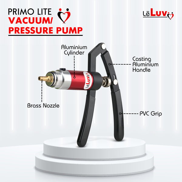 LeLuv Primo Lite Penis Pump -  Vacuum and Inflator Handle - Wide Flange Cylinder Options