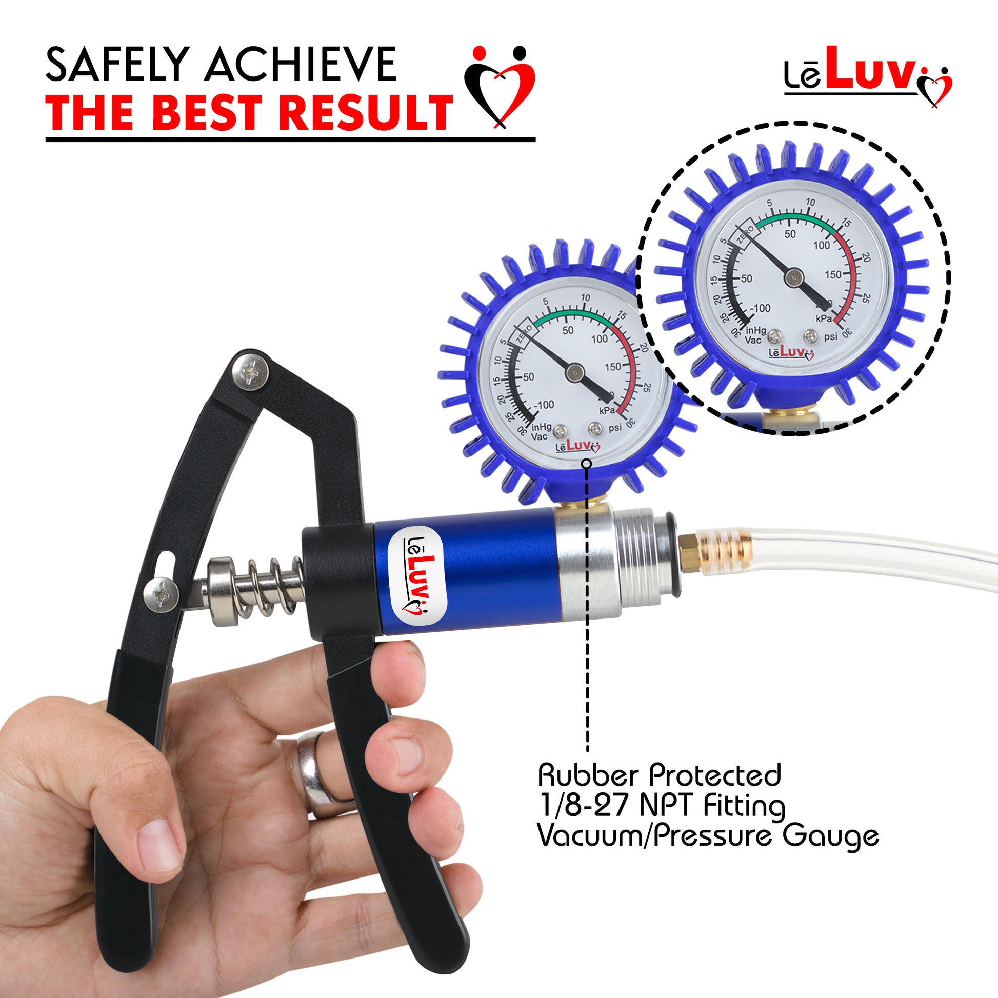 LeLuv Primo Lite Pump Handles | Small & Powerful Dual-Action Vacuum/Pressure Modes | Gauge Options