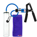 PRIMO Pro+ Handle Penis Pump | Blue Handle, Silicone Hose | 12" x 2.12" Thick-Walled Penis Cylinder
