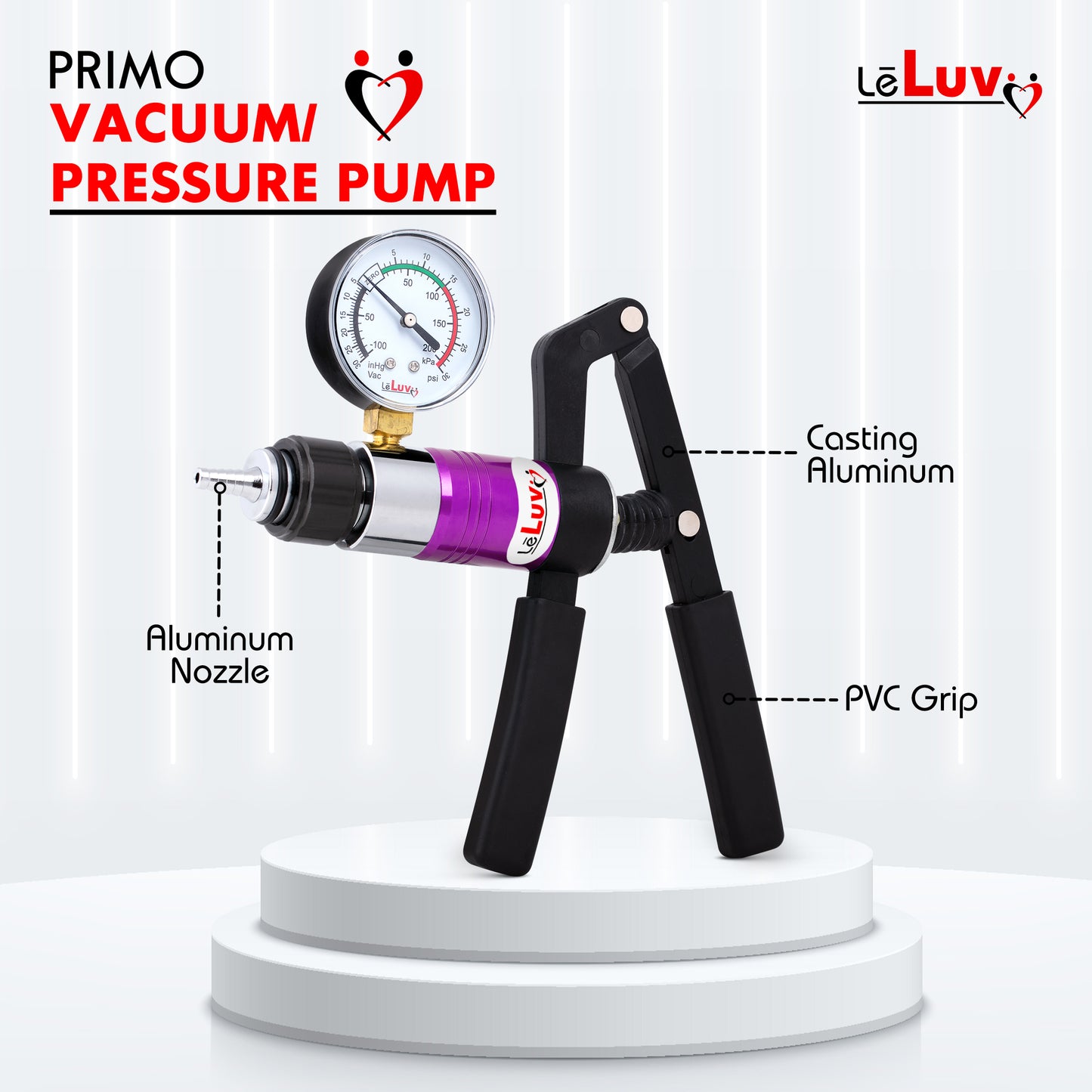 LeLuv Primo Pro+ Thick-Walled, No Flange Penis Pump with Color and Gauge Options