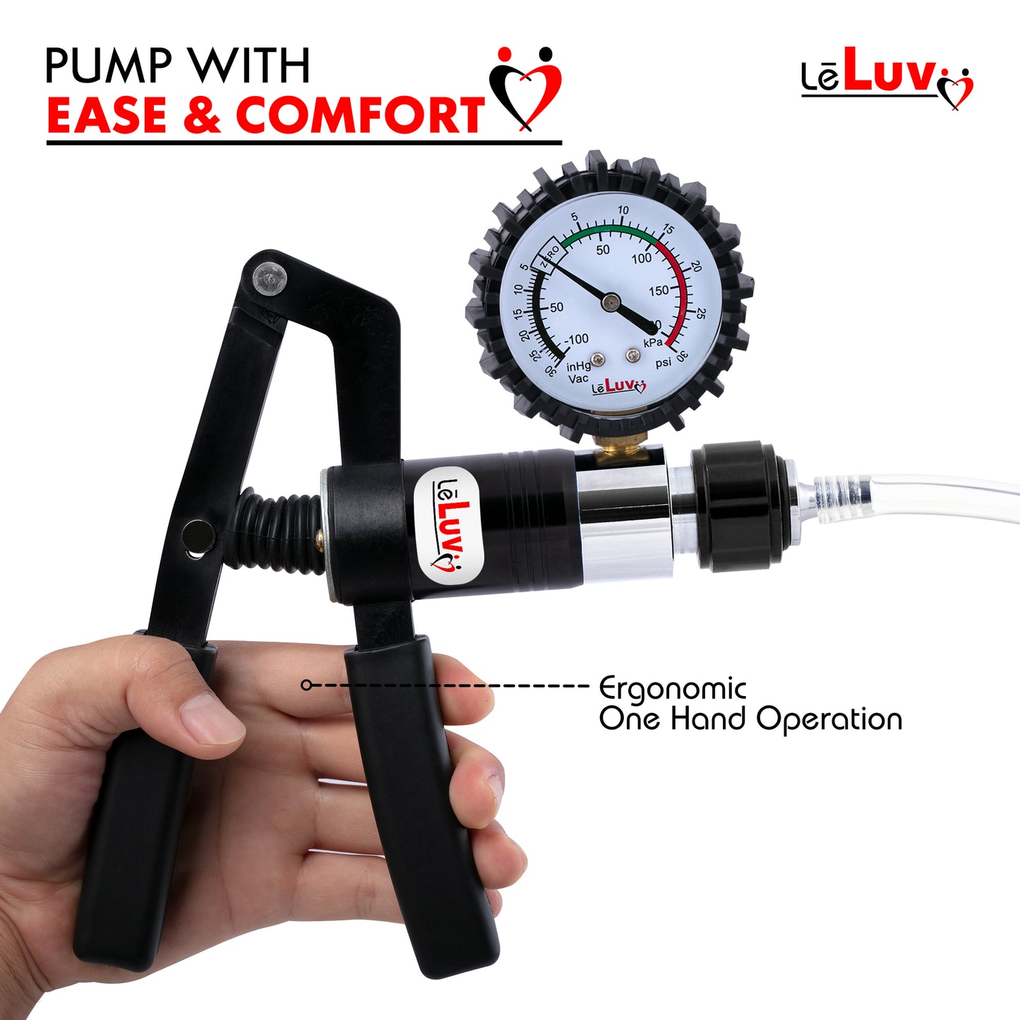 LeLuv Primo Pro+ Pump Handles | Powerful Vacuum/Pressure Modes | 60mm Gauge